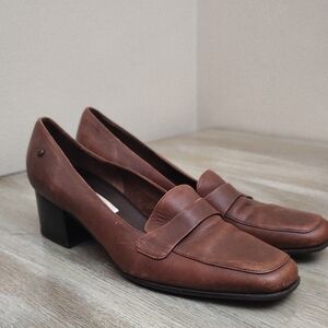 Etienne Aigner Brown Leather Loafers Classic Flats